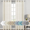Natural Linen Semi Sheer Curtains 52 x 108 in - Soft Linen Texture