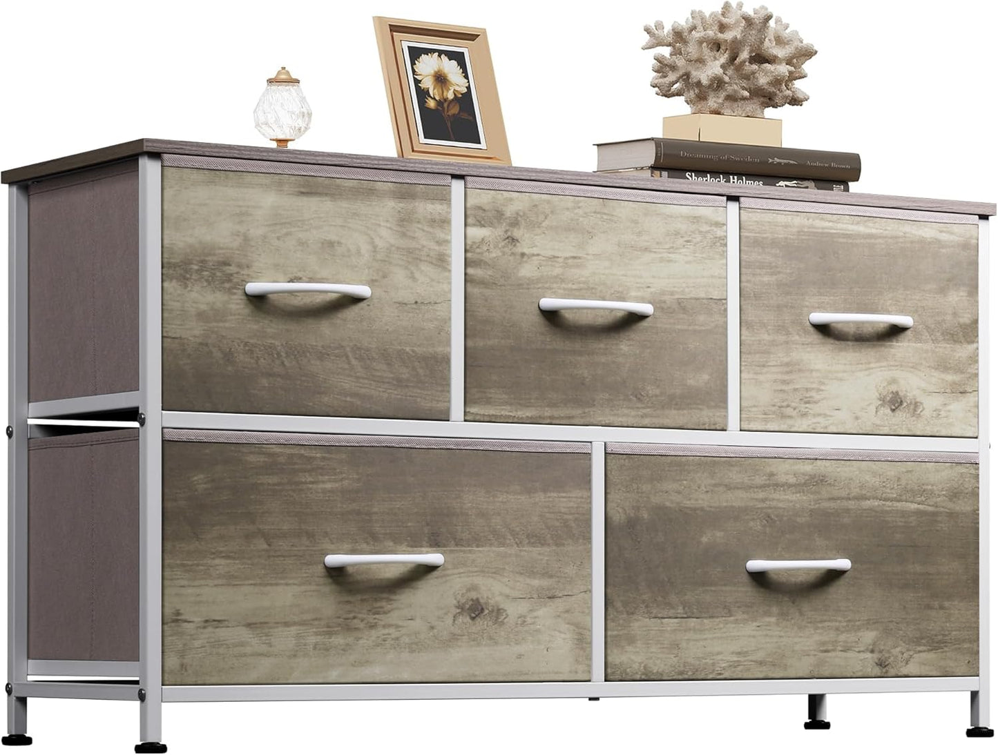 WLIVE Dresser for Bedroom with 5 Drawers and Storage Bins