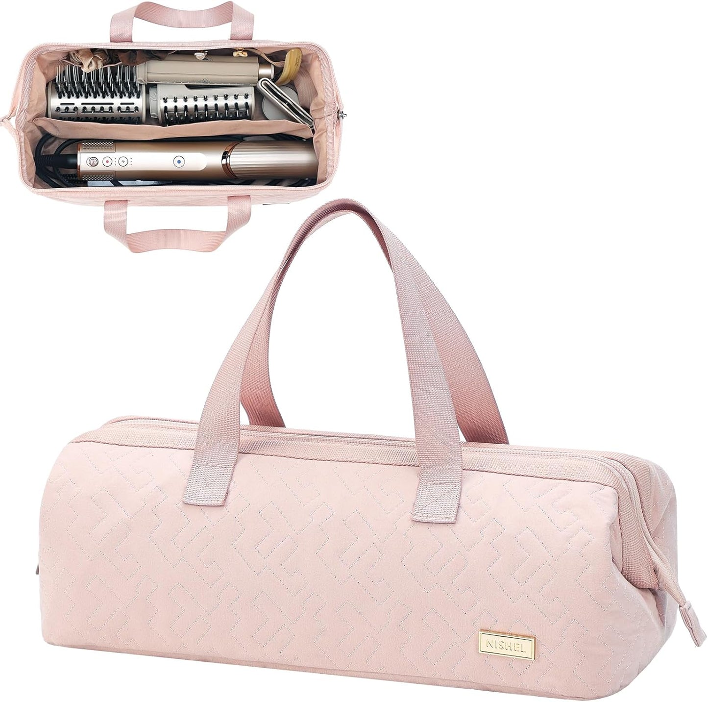 NISHEL Pink Hair Tool Organizer for Travel