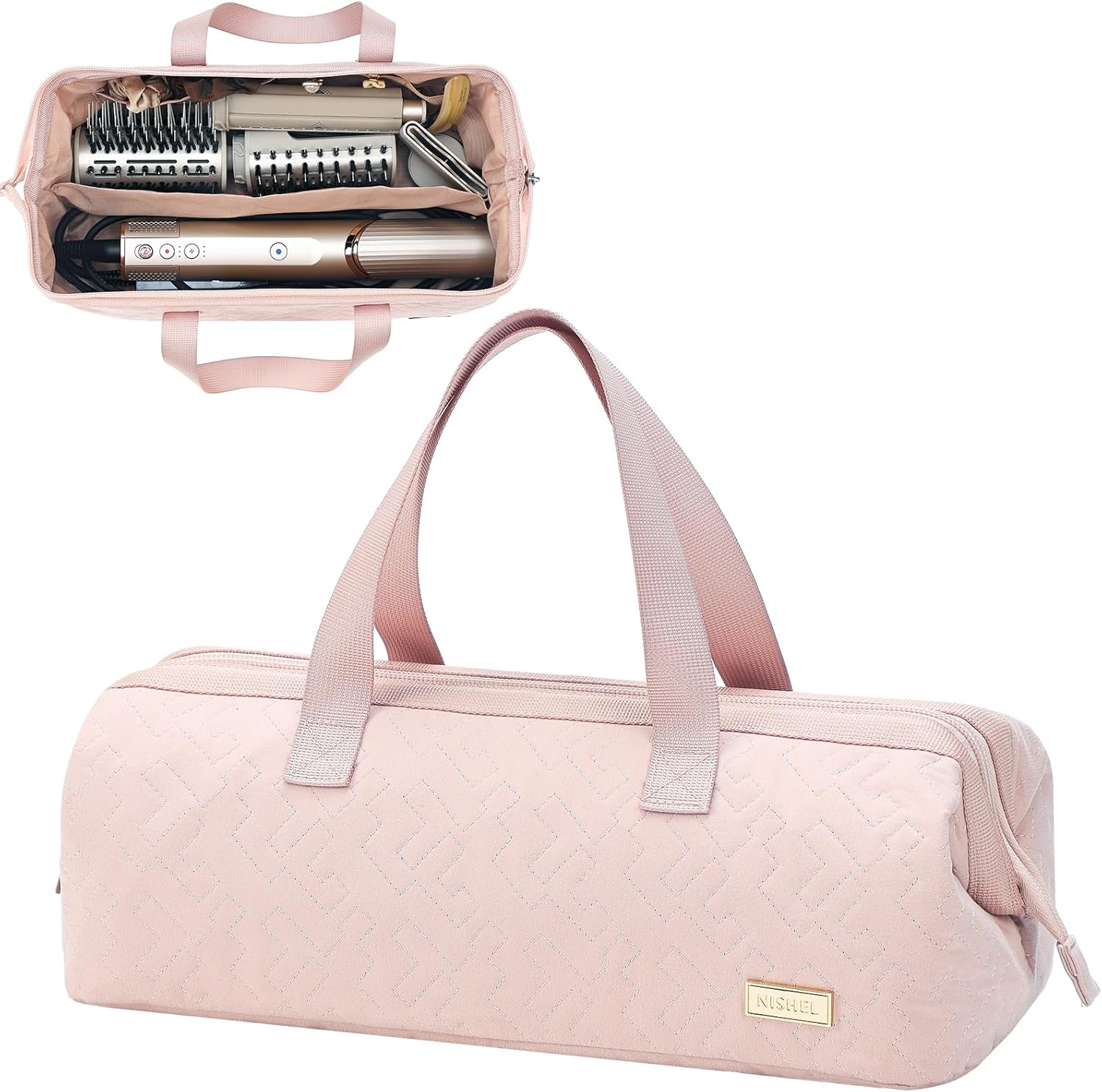 NISHEL Pink Hair Tool Organizer for Travel