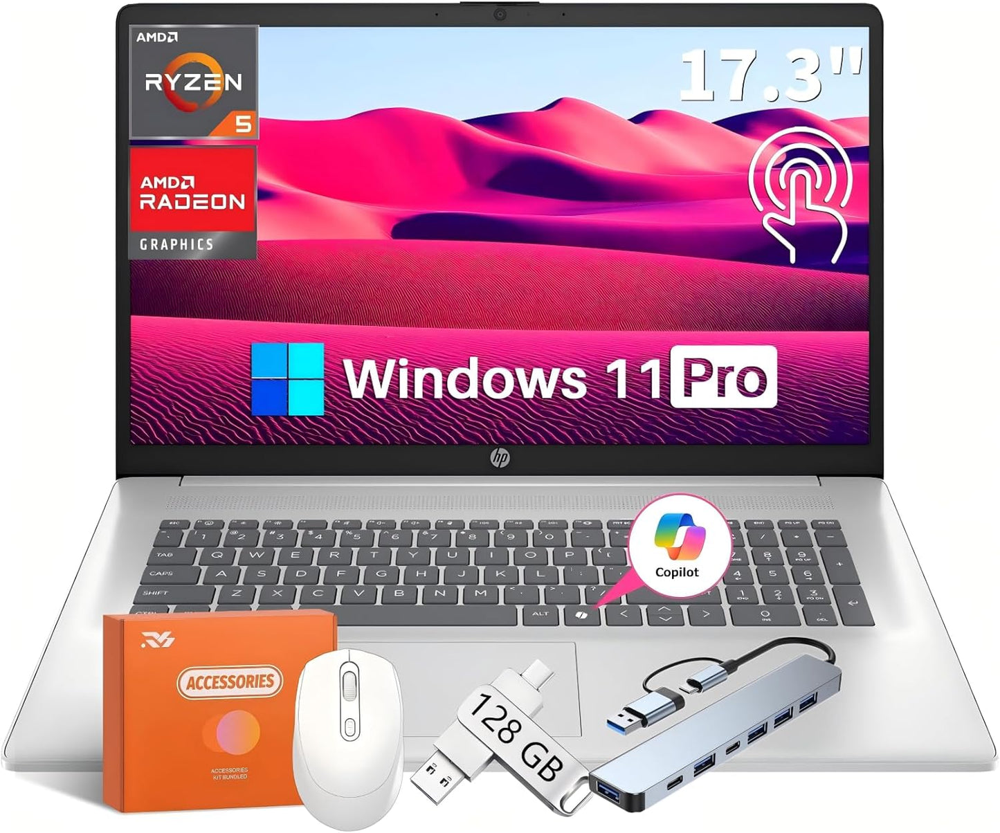 HP 17.3 inch Touchscreen Laptop with AMD Ryzen 5 Processor