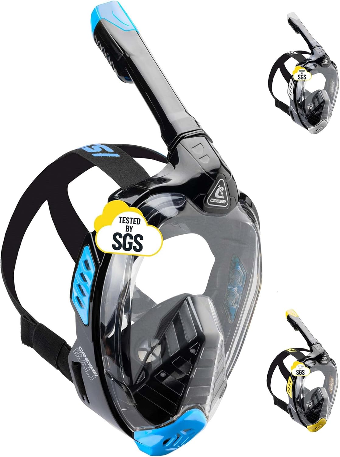 Cressi Full Face Snorkel Mask: Wide View, Anti-Fog, Easy Breathing