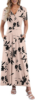AUSELILY Women's Maxi Dress Featuring Floral Design and Pockets
