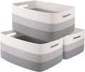 Large Storage Basket for Organizing - 3 Pack Woven Rope Bins
