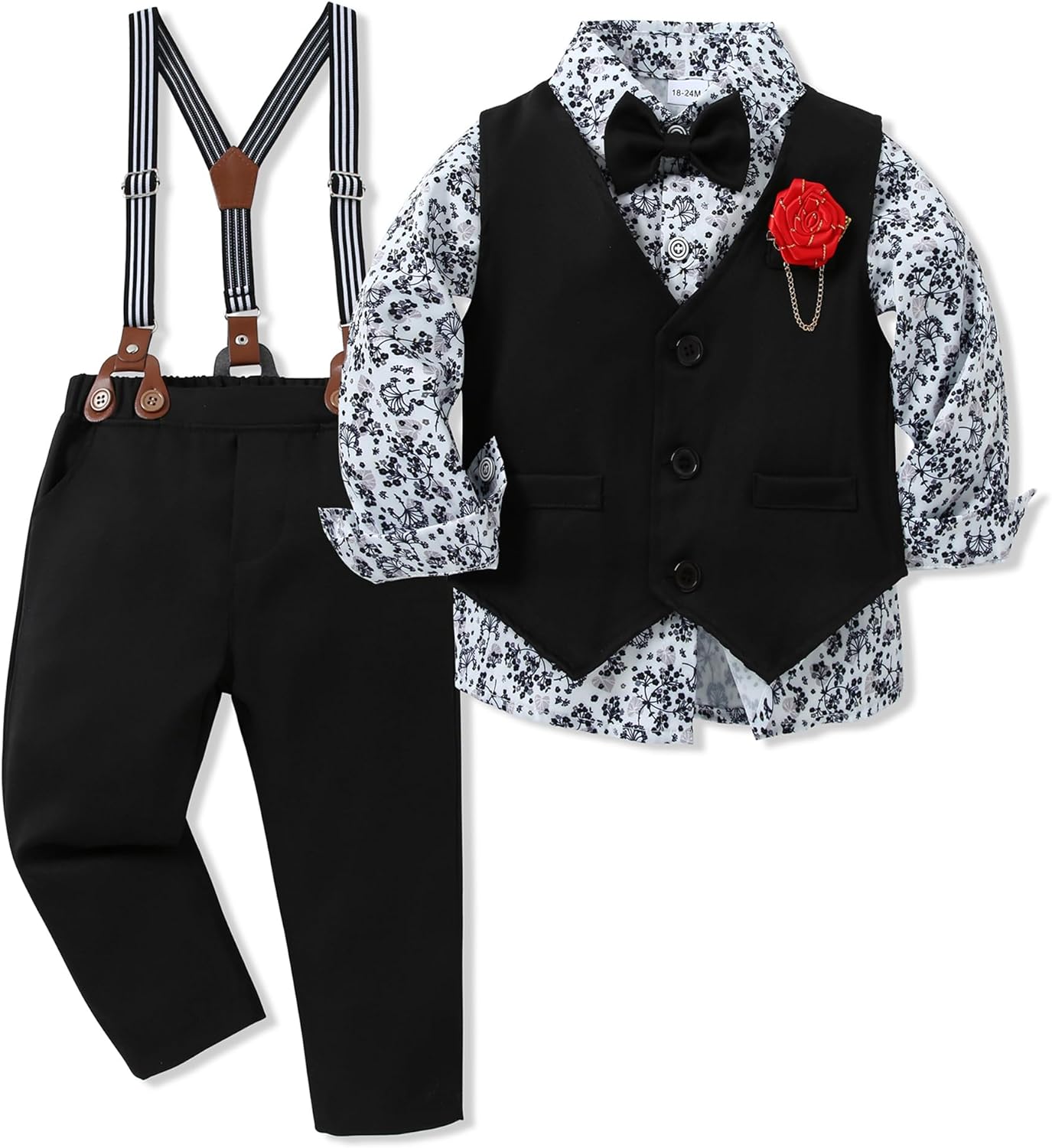 WESIDOM Toddler Boy Clothes Suit with Bowtie and Vest Set