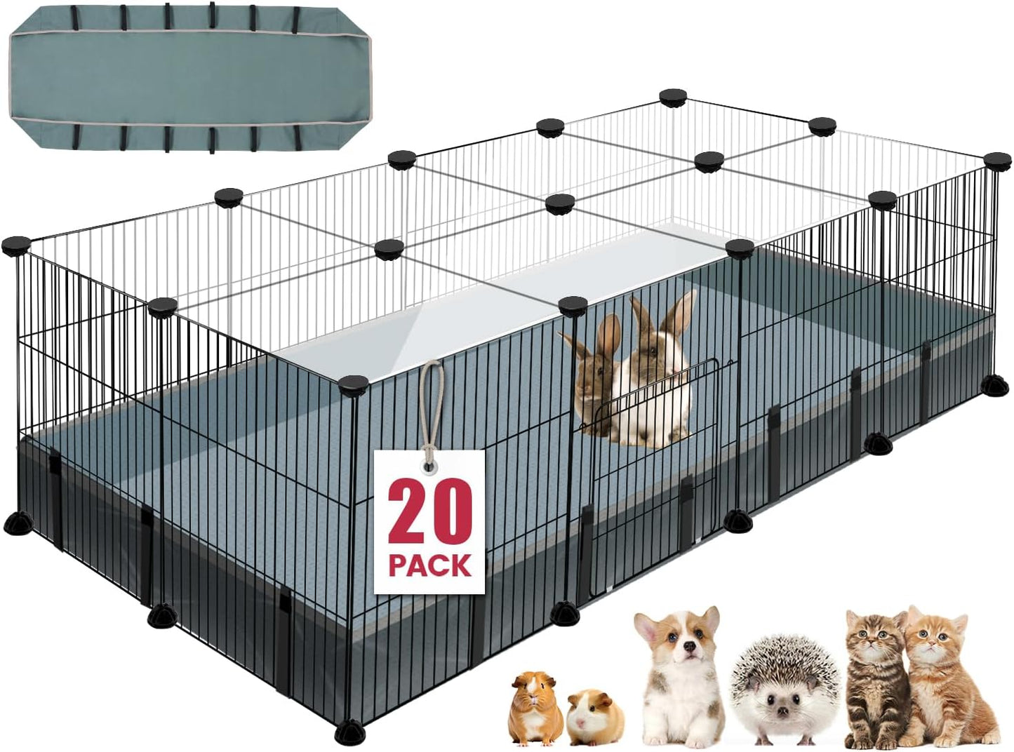 20 Panels Small Animal Playpen for Guinea Pigs and Rabbits