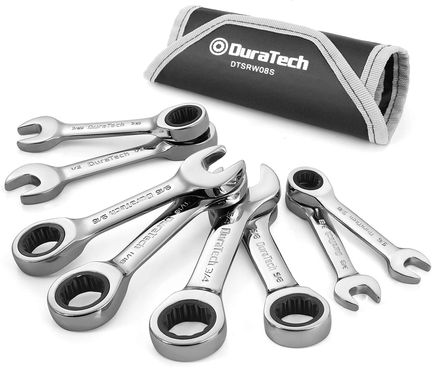 DURATECH Stubby Ratcheting Wrench Set for Tight Spaces