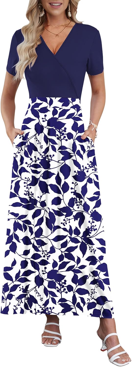 AUSELILY Maxi Dresses for Women with Pockets and Floral Print