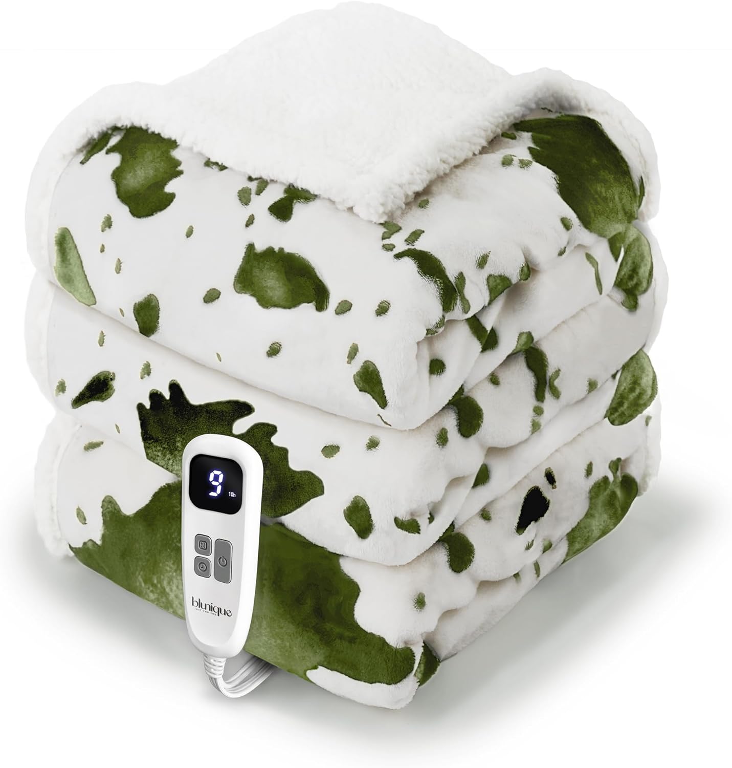 Cow Print Heated Blanket Twin with 10 Heat Levels for Comfort