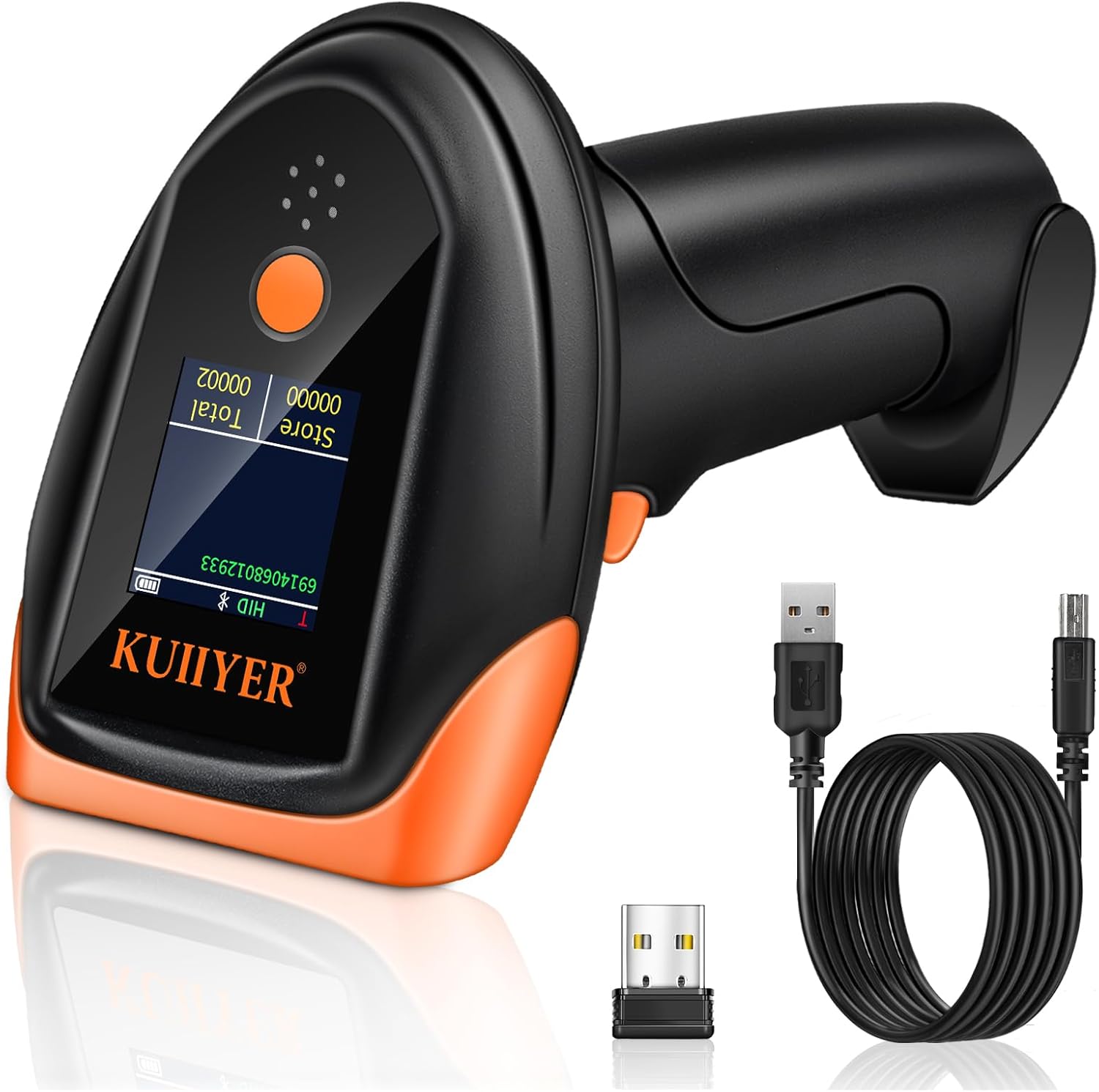 KUIIYER Bluetooth Barcode Scanner with LCD Display & AI Voice