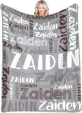 Personalized Name Blanket Grey 60in x 80in - Custom Plush Throw