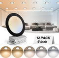 6 Inch Black Ultra-Thin LED Recessed Lighting 12 Pack - Dimmable 5CCT