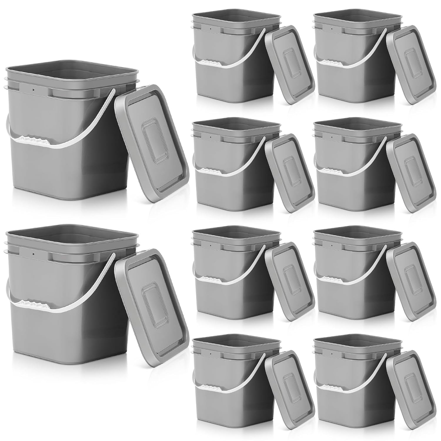 Mumufy 10 Pcs 3.5 Gallon Square Food Grade Bucket with Lid