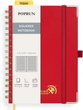 POPRUN Graph Paper Spiral Journal Notebook A5 Grid - Thick 120 GSM