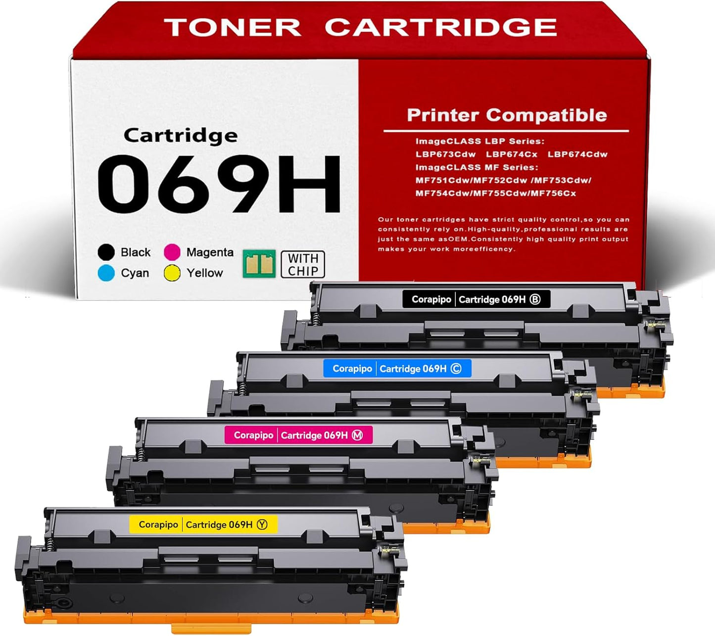 Corapipo 069H Toner Cartridge Set for Canon Printers - 4 Pack