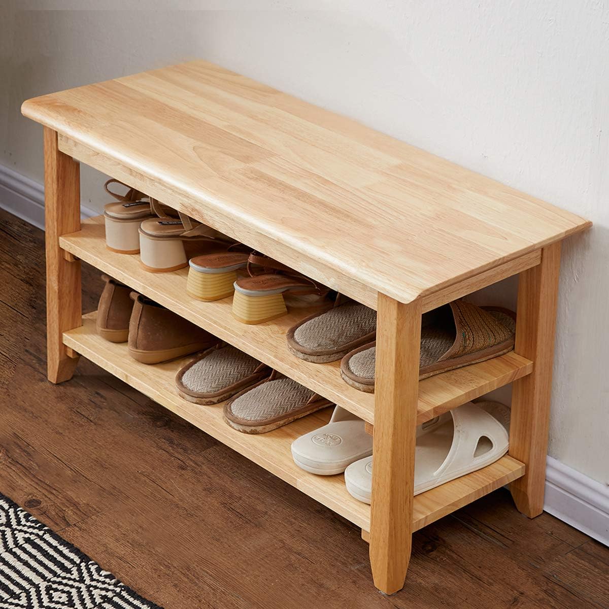 XKZG Storage Bench Wooden Shoe Rack for Entryway and Living Room