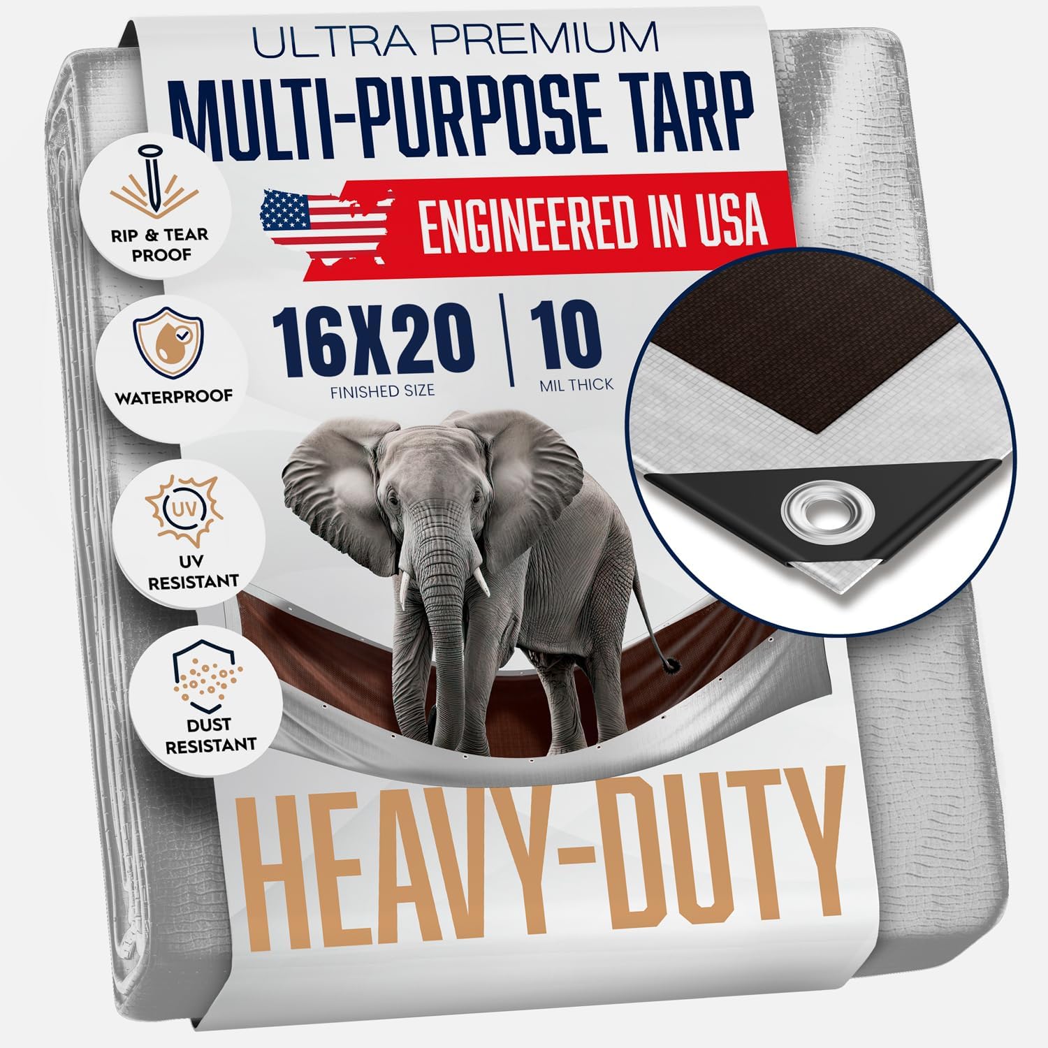 16x20 Heavy Duty Tarp - Waterproof, Tear Resistant, Durable