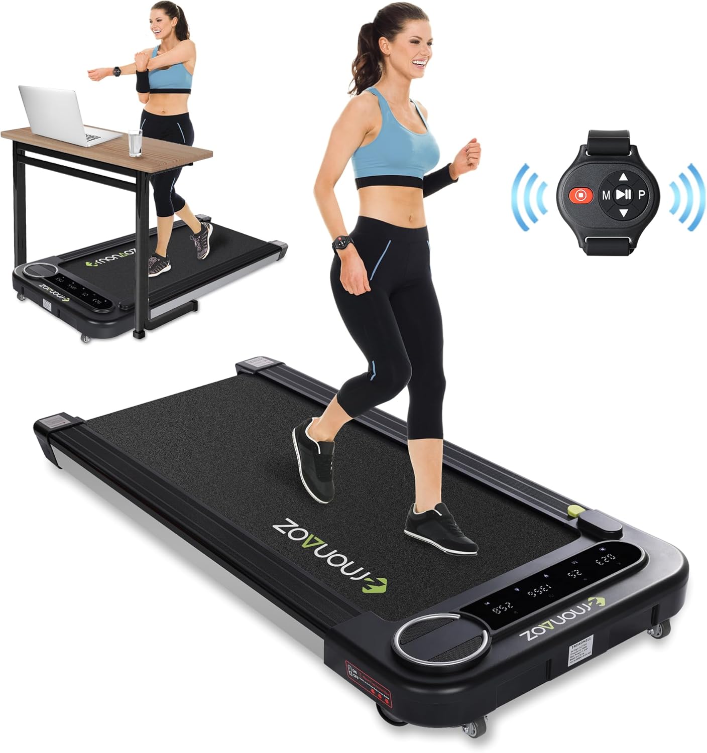 Compact 2-in-1 Walking Pad: Remote Control, Bluetooth, 265lbs Capacity