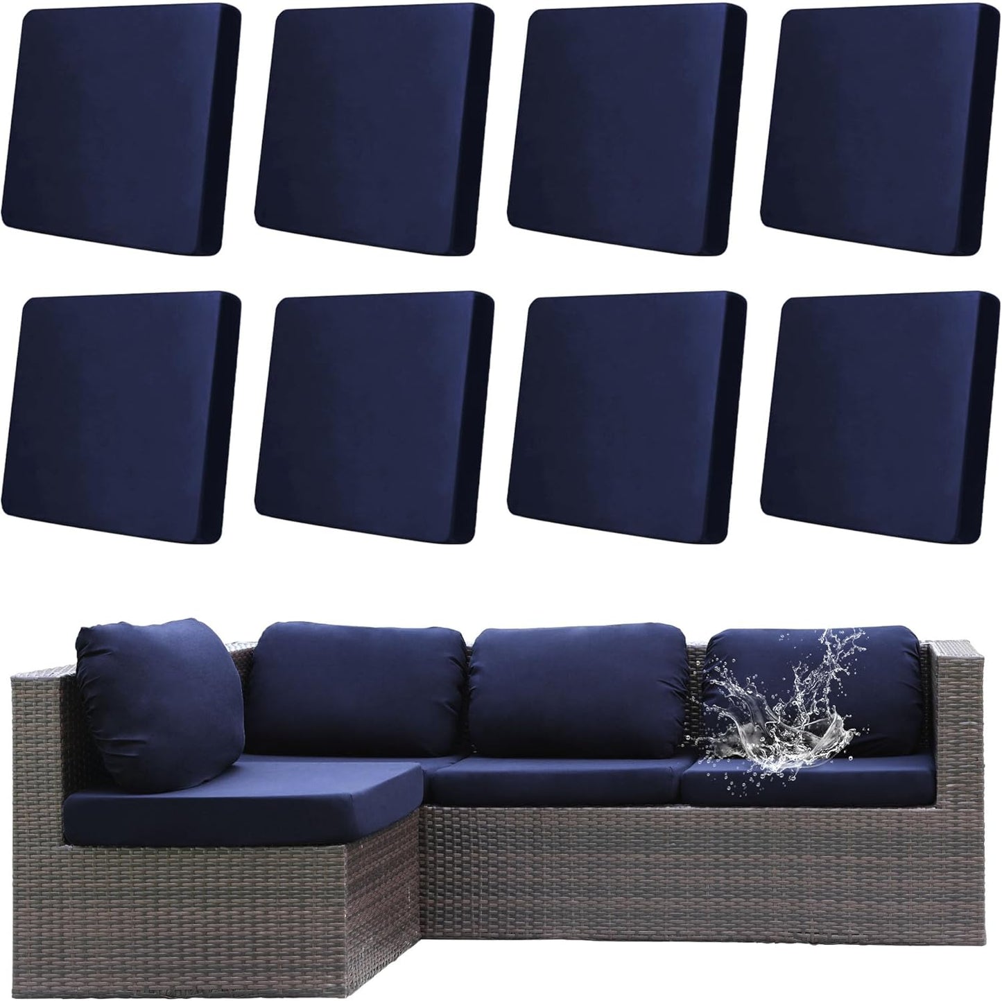 8Pcs Waterproof Outdoor Cushion Covers for Patio Furniture