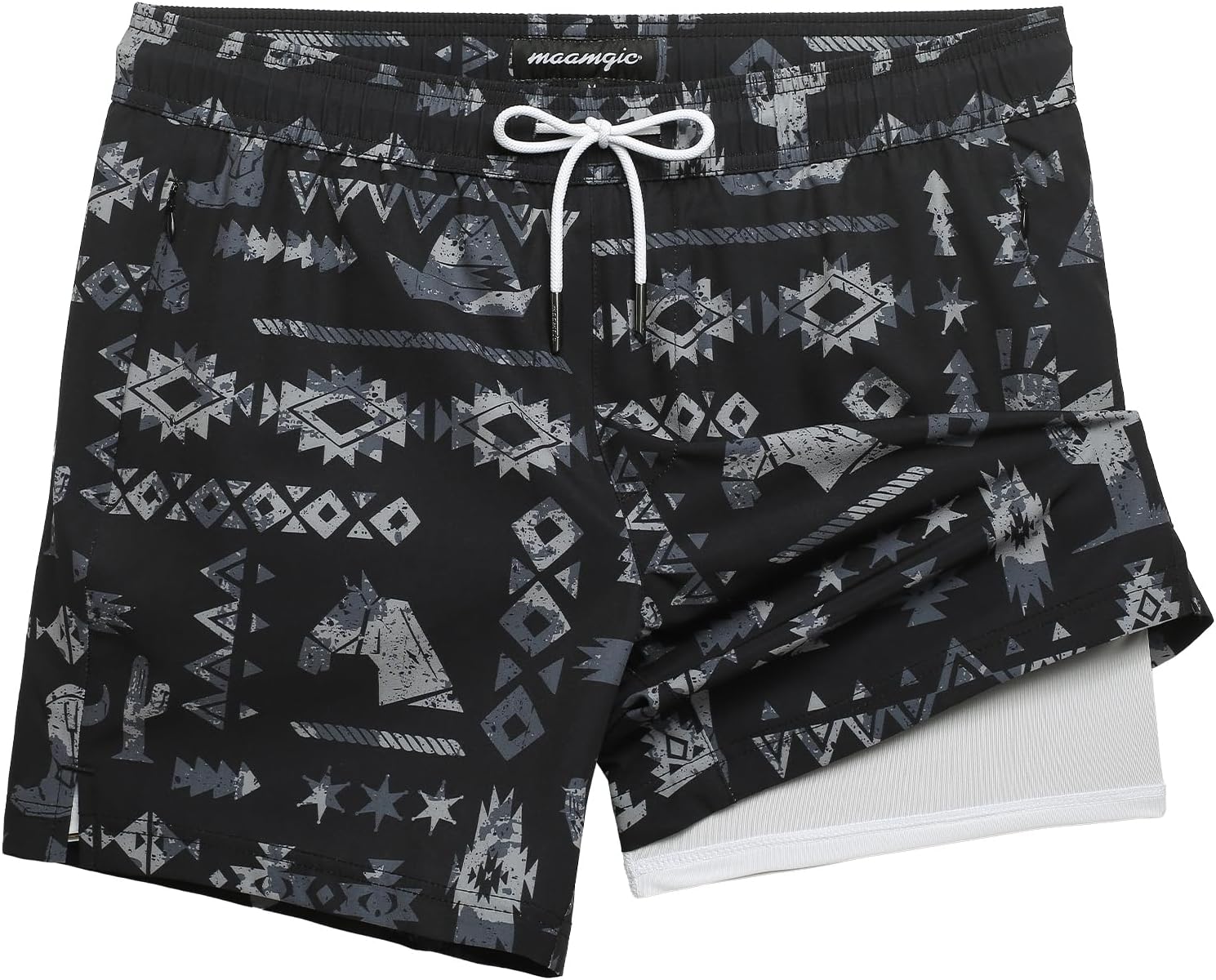 maamgic Mens Swim Trunks with Compression Liner for Comfort