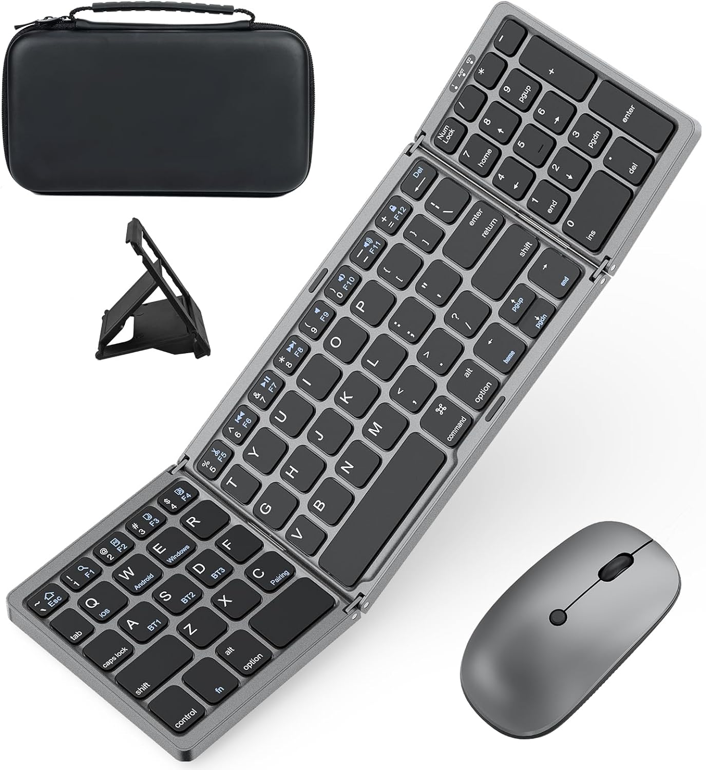 Portable Foldable Keyboard & Mouse Set, Dual Connectivity, Rechargeable - Ikaetri