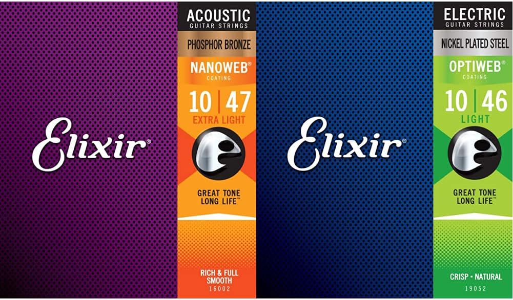 Elixir Acoustic and Electric Guitar Strings Bundle for Musicians