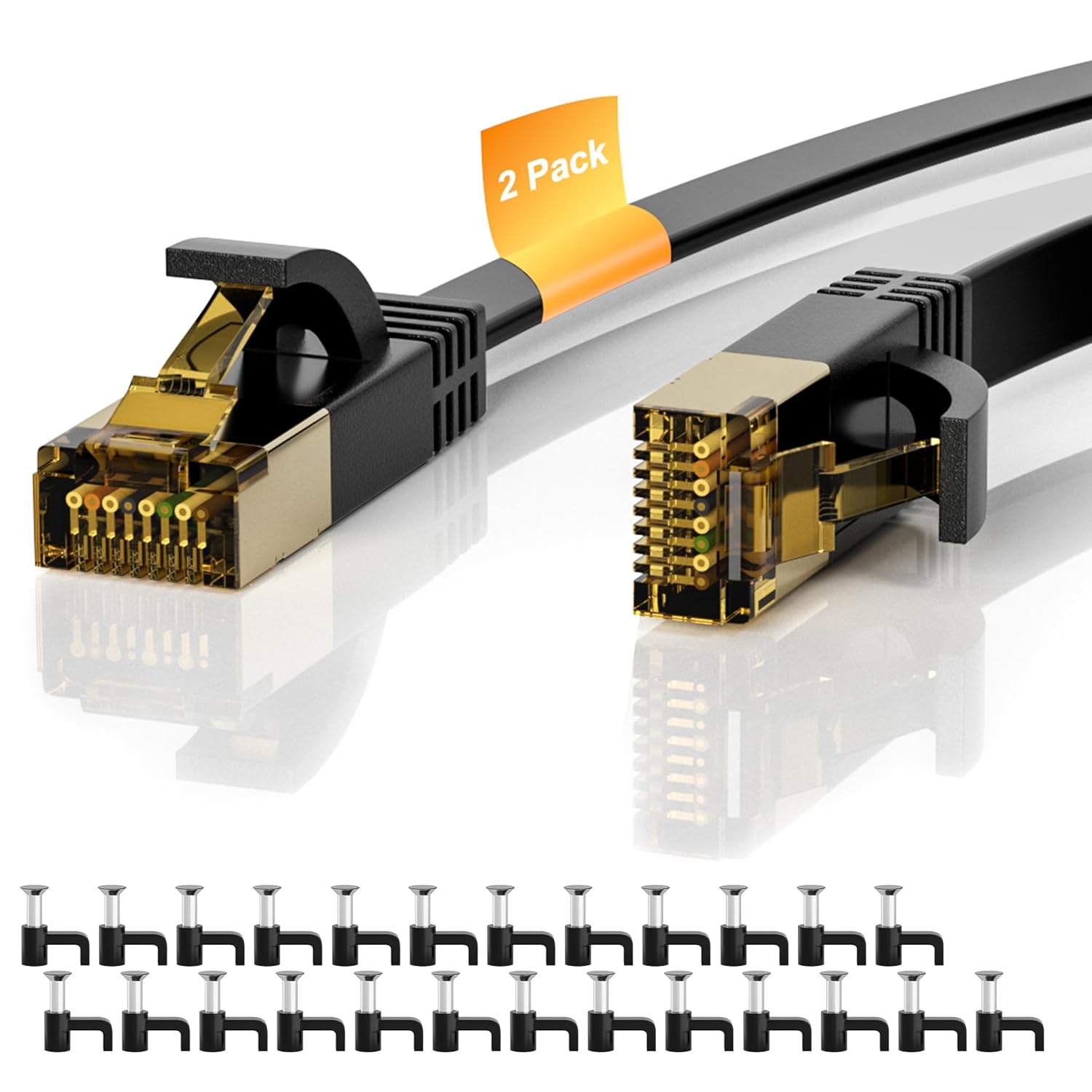 Ultra-Fast 10Gbps Cat 7 Ethernet Cable Duo - 8FT