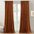 Burnt Orange Velvet Curtains 96 in Panels - Light Blocking Elegance