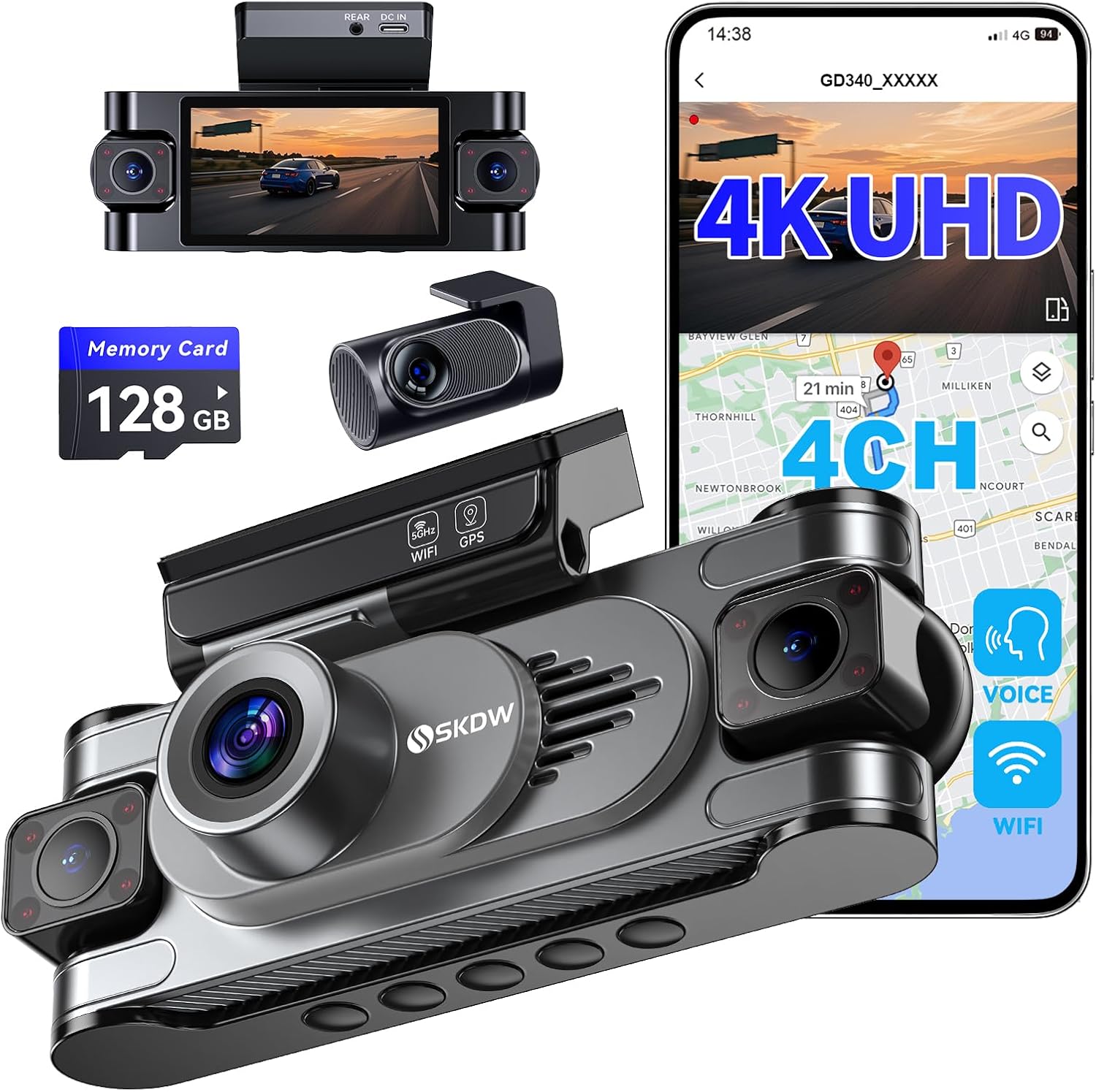 4 Channel Dash Cam with 360 View and Night Vision Features