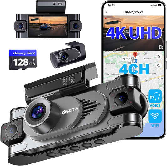 4 Channel Dash Cam with 360 View and Night Vision Features