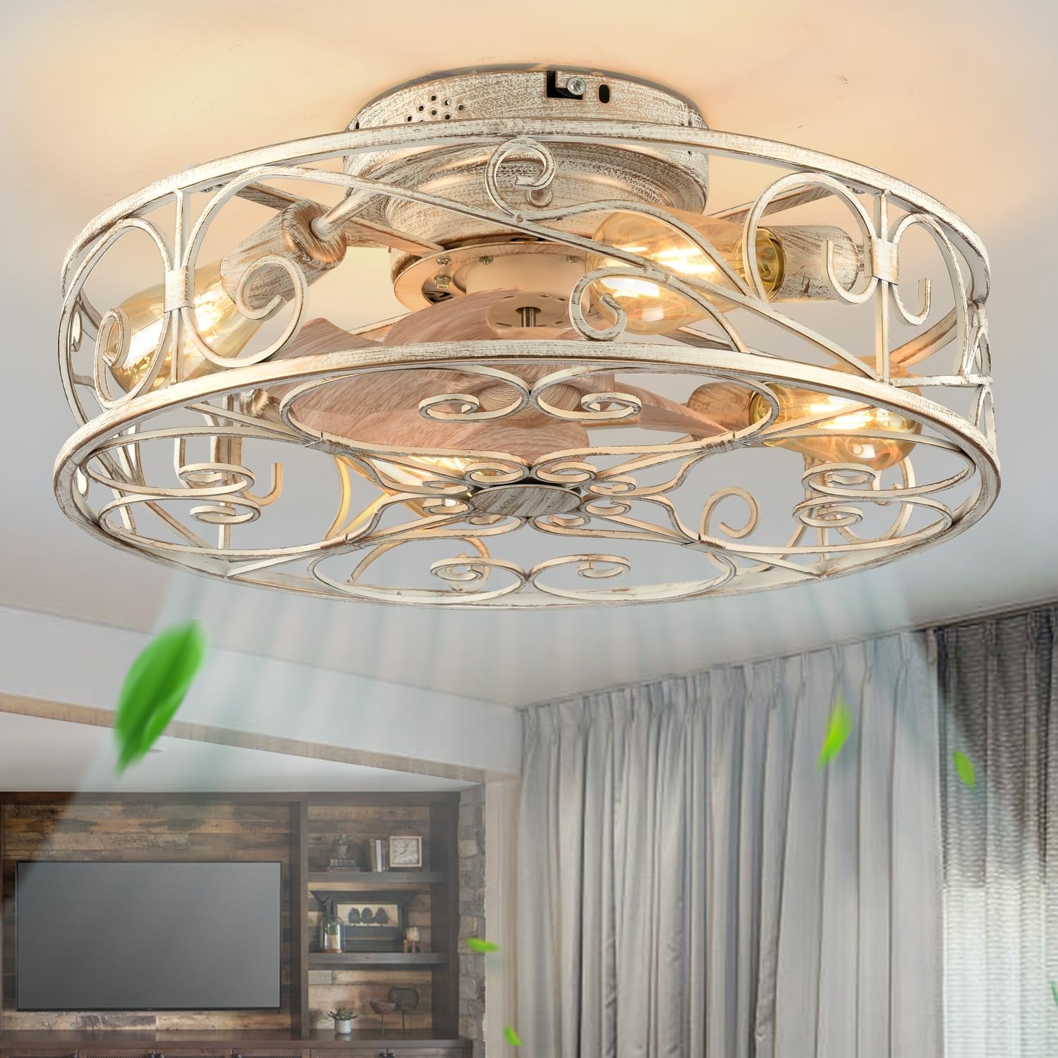 20 Caged Ceiling Fans with Lights and Remote for Home Use