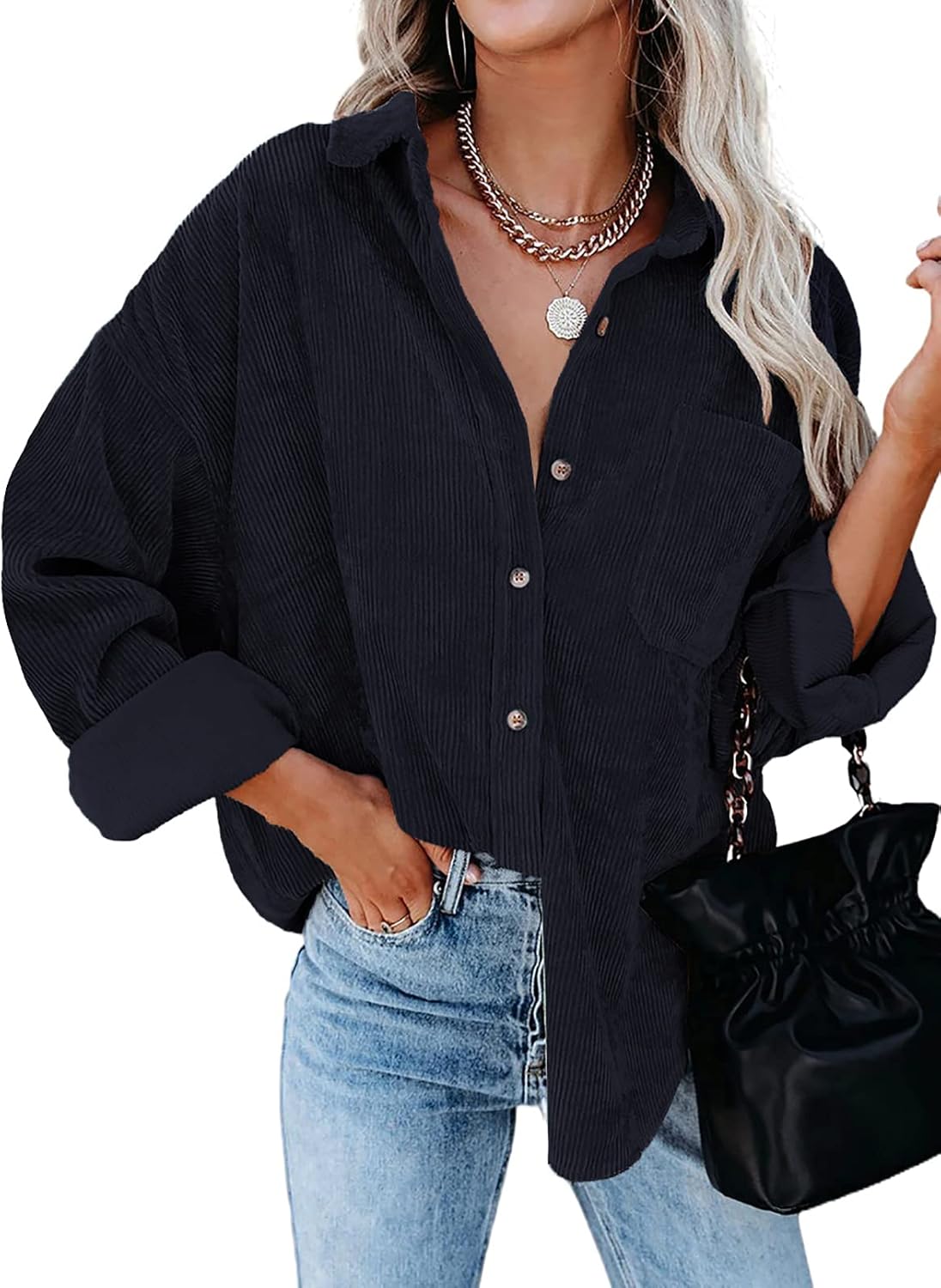 Dokotoo Womens Corduroy Button Down Shirt for Stylish Comfort
