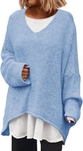 Oversized V Neck Sweater Women - Slouchy Batwing Pullover