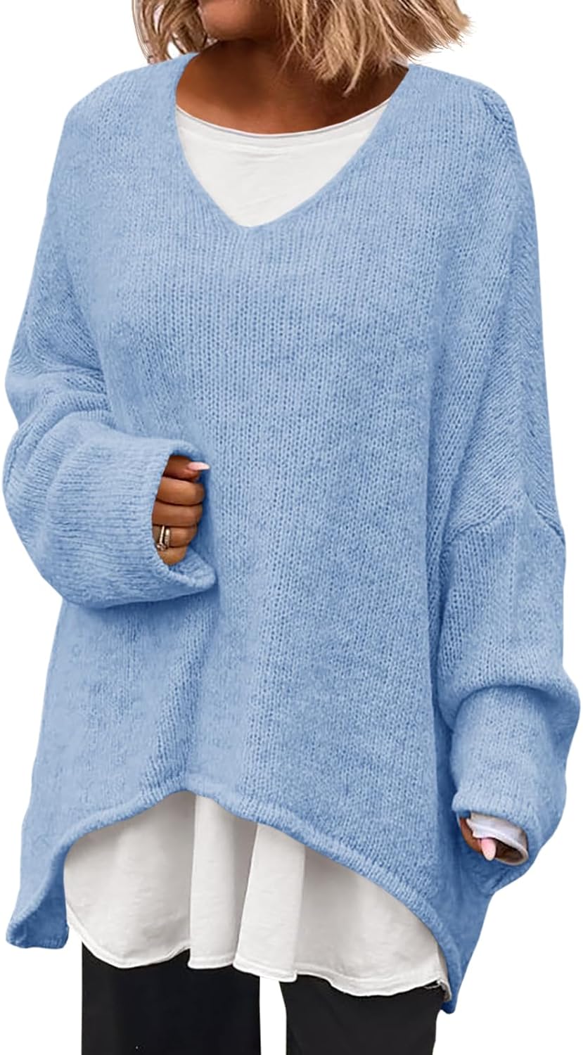 Oversized V Neck Sweaters for Women - Stylish Fall Pullover