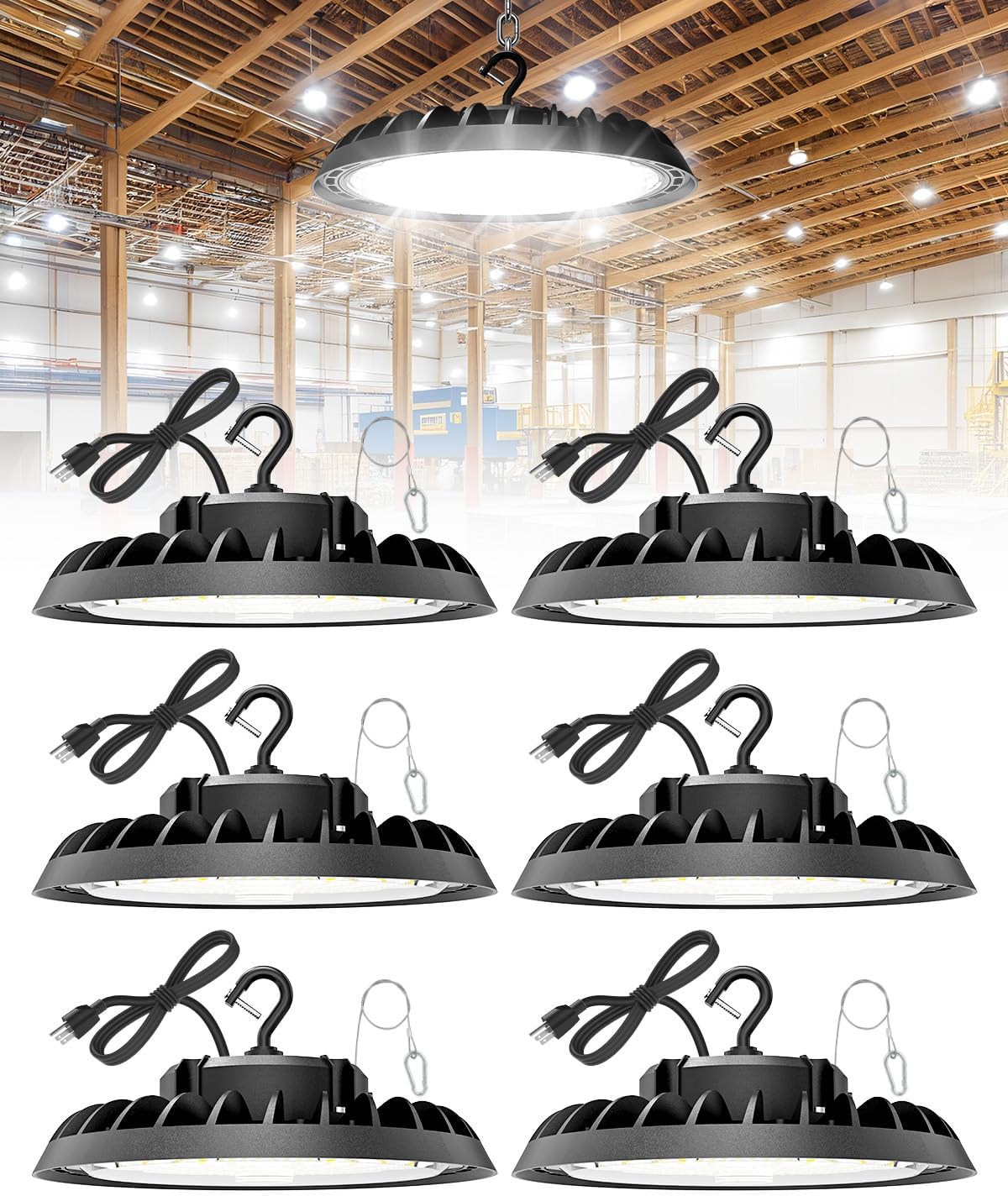 VOLISUN 6 Pack UFO Led High Bay Light for Bright Spaces