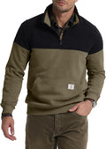 Men's Quarter Zip Pullover Quilted Color Block Sweatshirt - Versatile