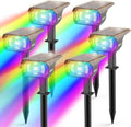 Color Solar Lights Outdoor Spotlights with 9 Modes - RGBW 6 Pack