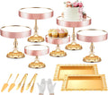 12 Pieces Gold Cake Stand Set with Crystal Edge - Elegant Dessert