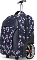 Rolling Backpack Floral Waterproof with Wheels for Business and Travel