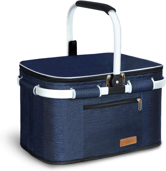 LIQING 35L Large Picnic Basket with Insulated Design for Outings