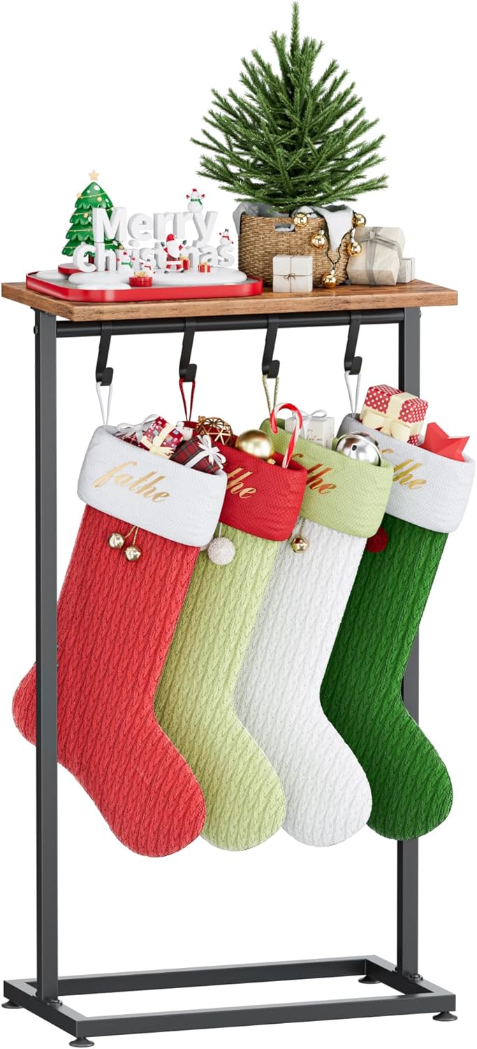 Christmas Stocking Holder Stand with Shelf for Holiday Decor