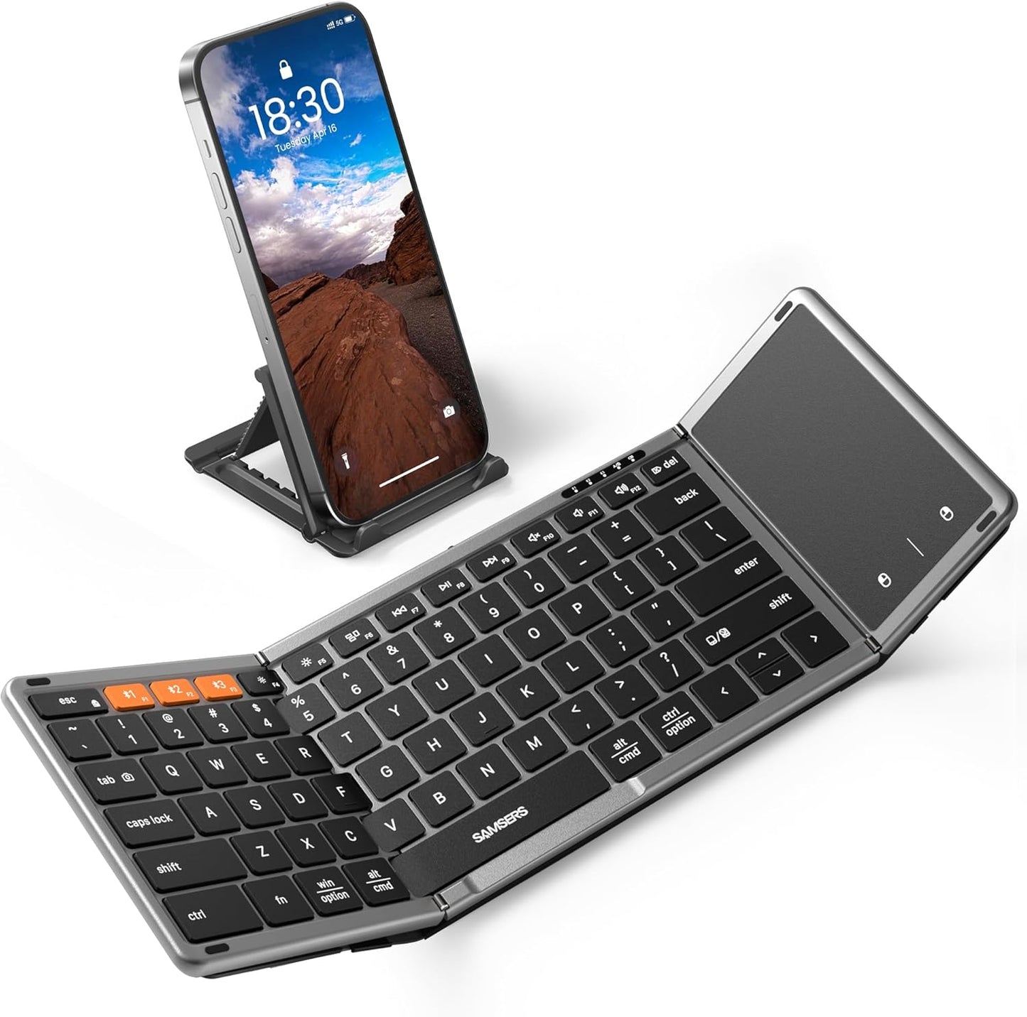 Samsers Foldable Bluetooth Keyboard: Tri-Device Support!