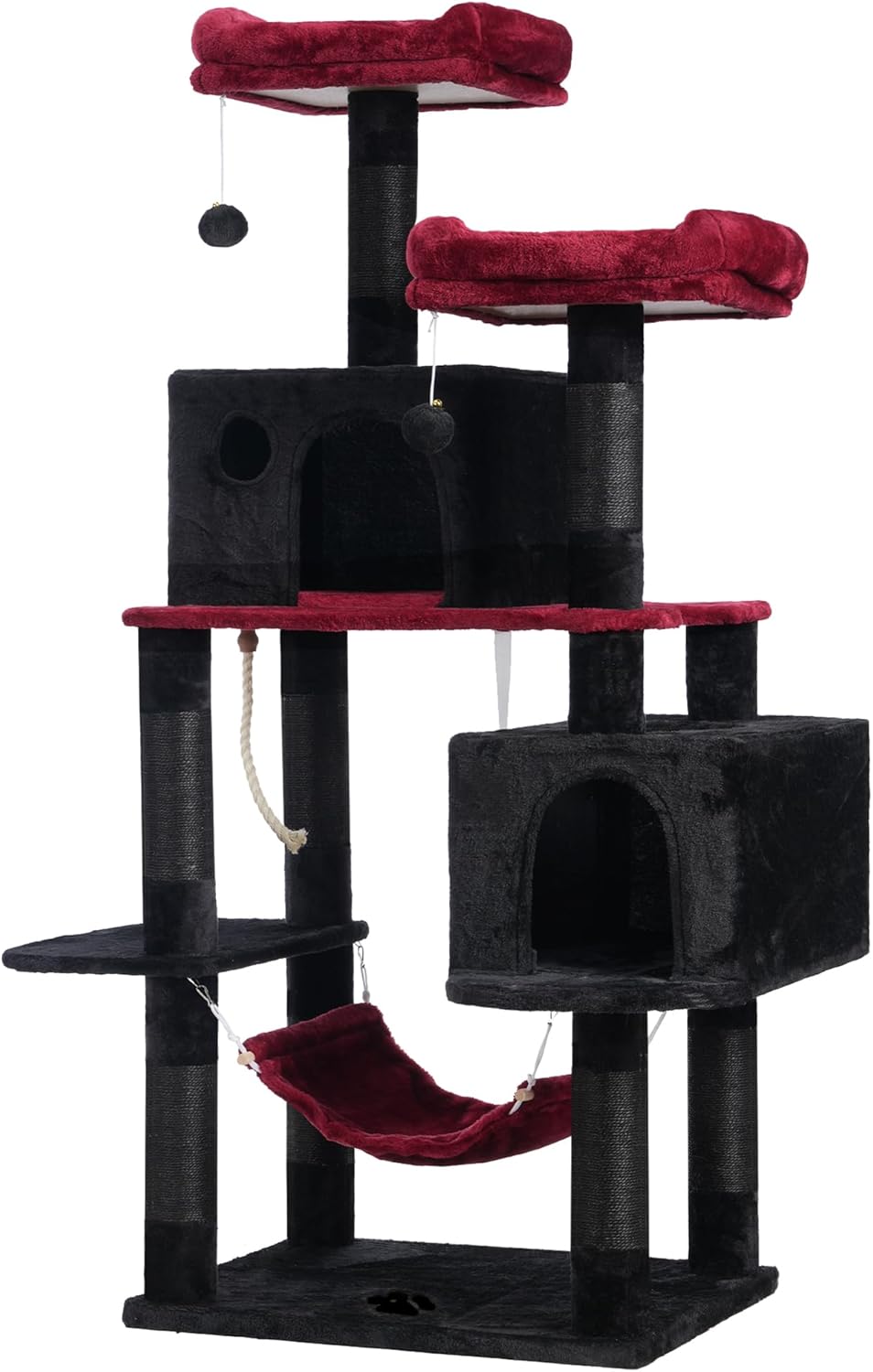 Gothic Multi-Level Cat Tree with Plush Condos and Hammock for Cats