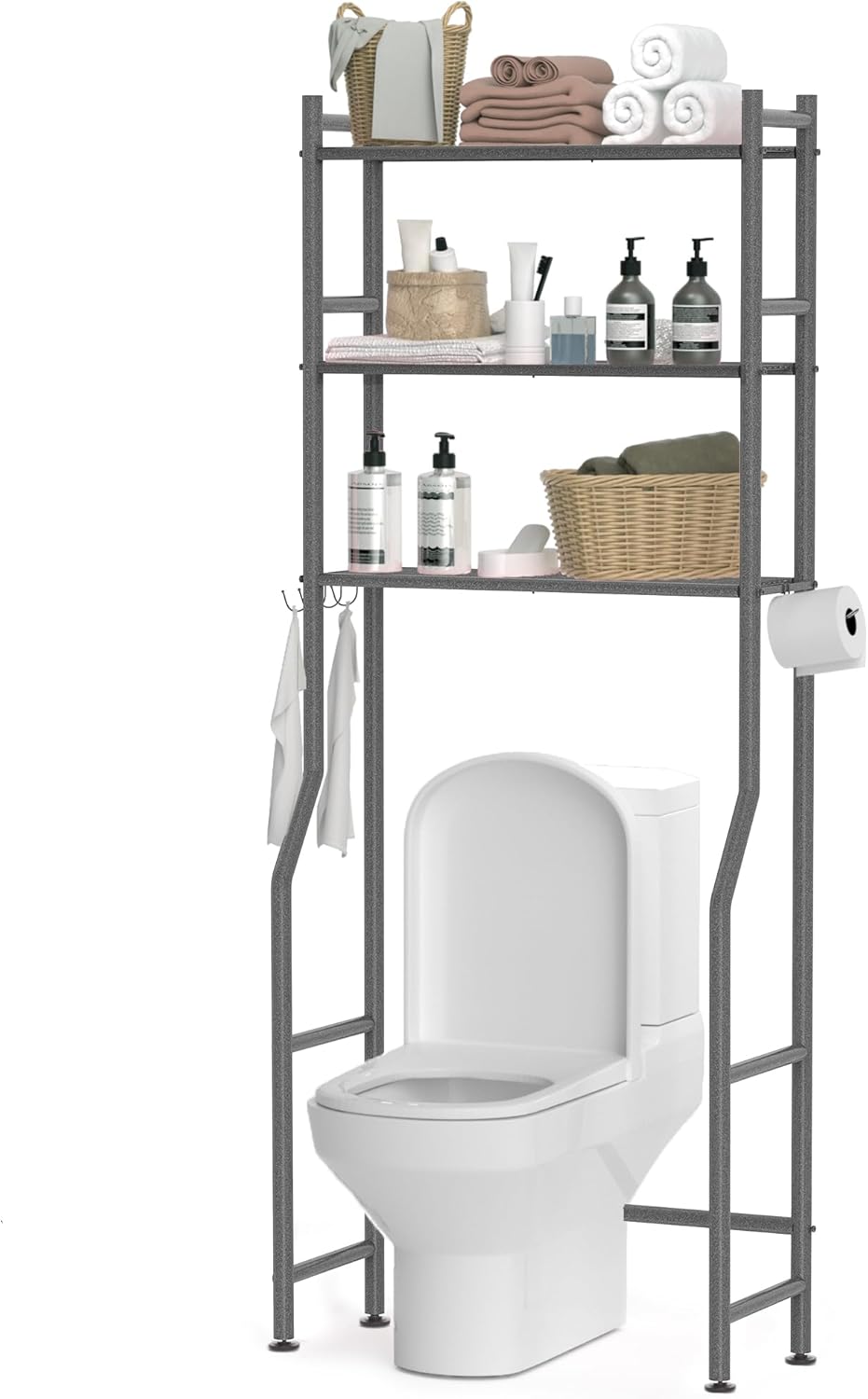 3 Tier Over The Toilet Storage Rack with 2 Baskets for Bathroom