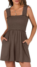 Women's Summer Smocked Romper Square Neck Sleeveless - Flowy Fit Shoes