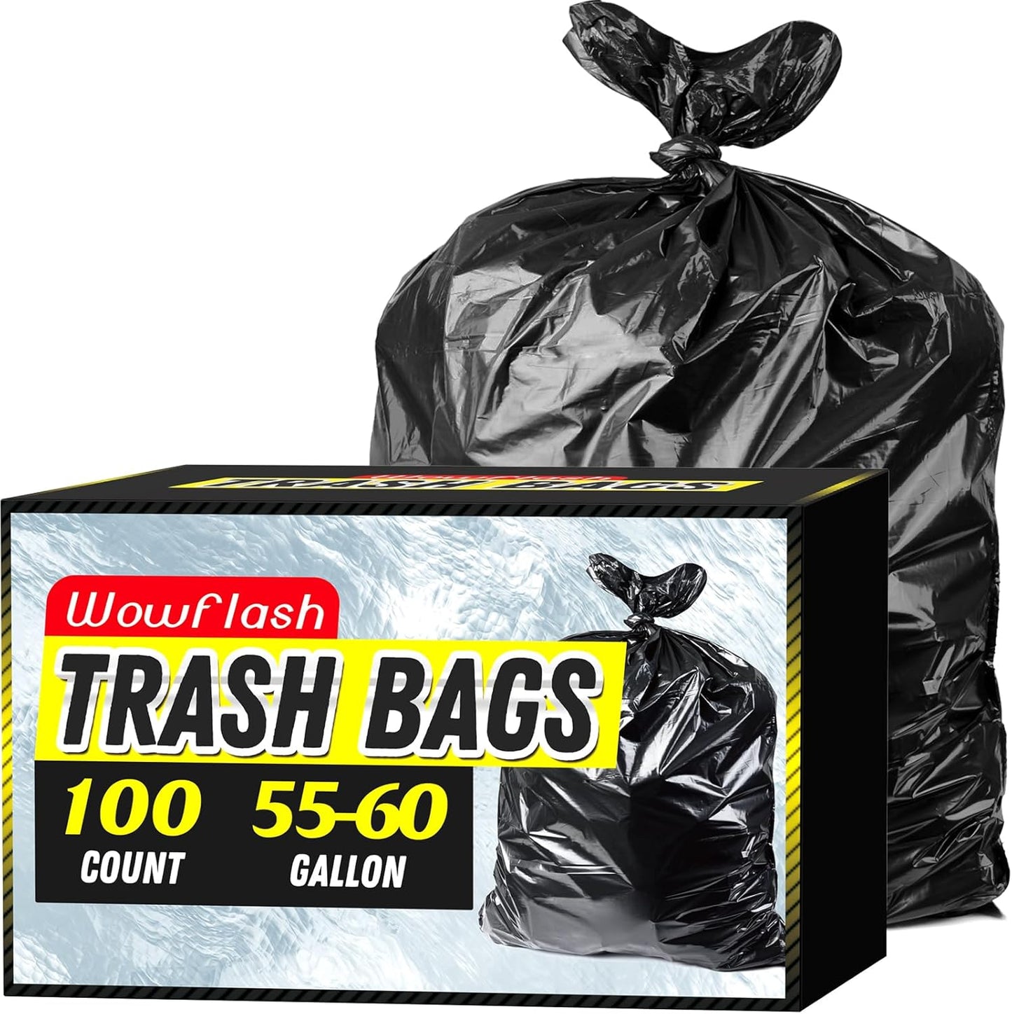 100 Count 55-60 Gallon Trash Bags for Commercial Use and Home