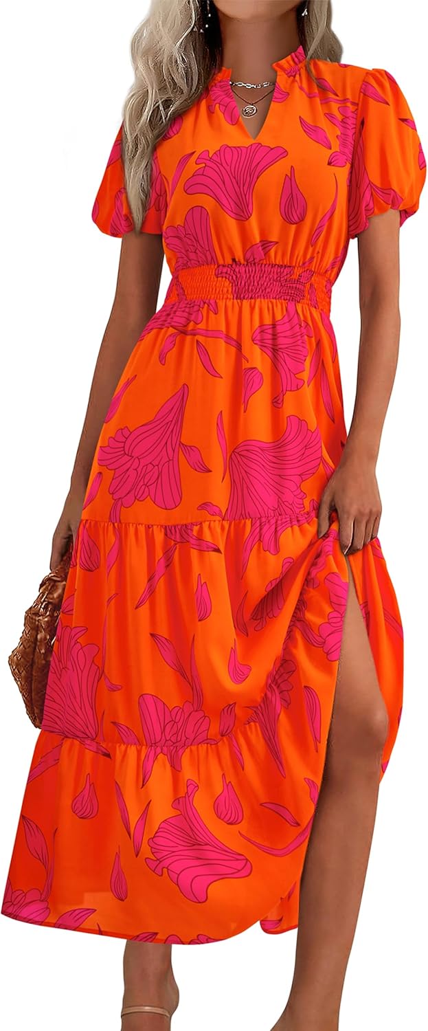 Floral Summer Maxi Dresses for Women 2025 Casual V Neck