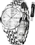 OLEVS Watch for Men Two Tone Stainless Steel Diamond Dress - Luminous