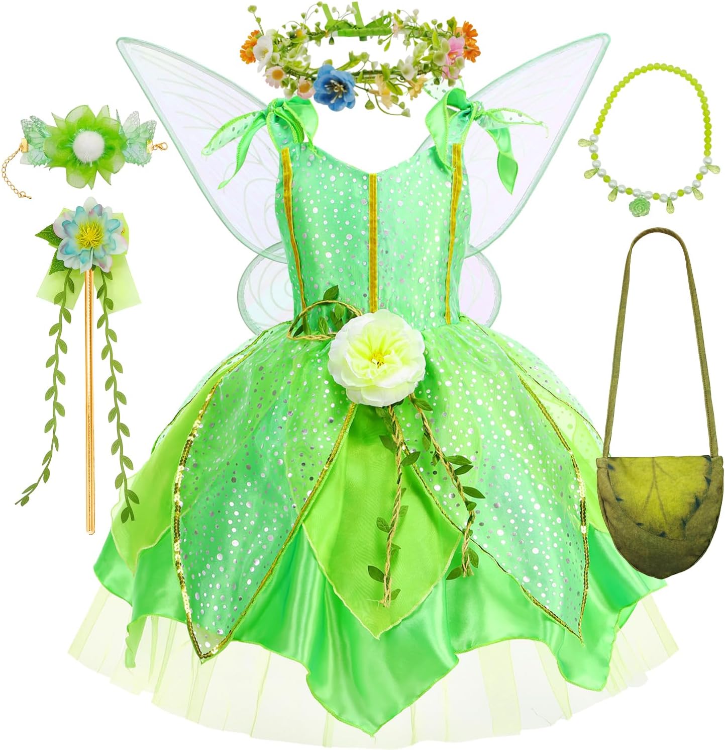 Enchanting Fairy Princess Costume Set with Wings for Girls
