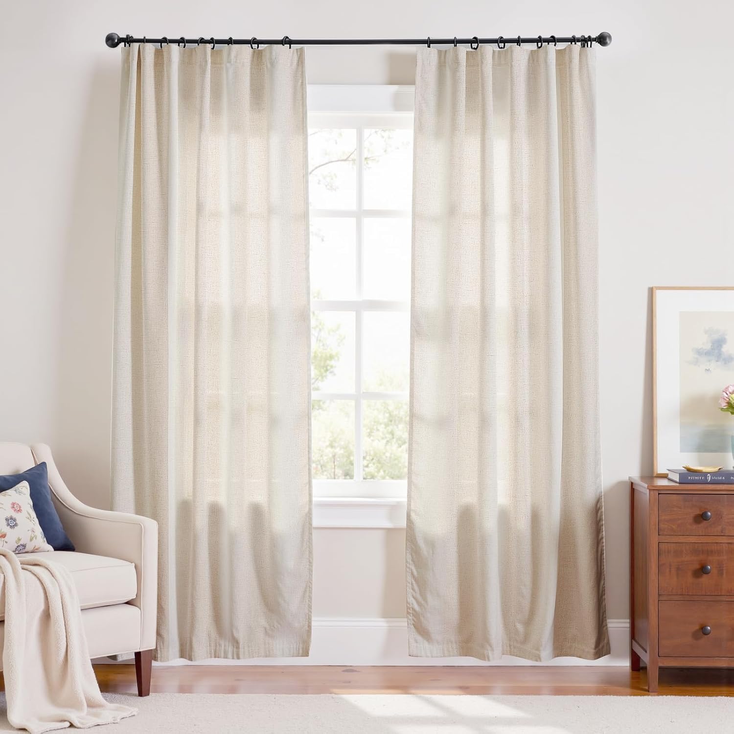 Linen Blend Curtains for Bedroom and Living Room by Jinchan